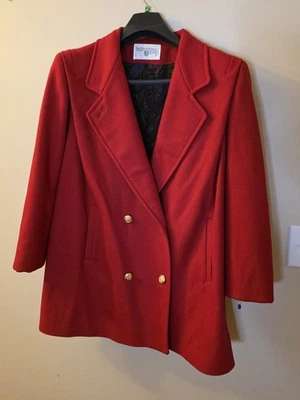 Women's Vtg Red Pea Coat Jacket International Scene Size 16 EUC - Image 1 of 4