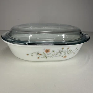 Vintage ‘Emily Spring Garden’ Pyrex Made In England Oval Dish Lid 25cm Long VGC - Picture 1 of 8