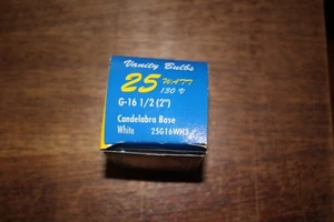 Vanity Bulb 25W  130V white Candelabra Base G-16 1/2 (2") 25G16WH3 - Picture 1 of 4