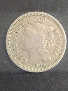 1865 Three Cent Nickel - Picture 1 of 7