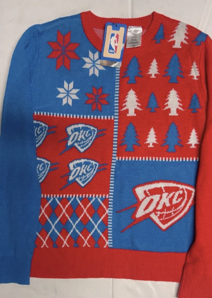 NBA OKC UNISEX CHRISTMAS SWEATER SIZE-M(10/12) NEW WITH TAGS - Image 1 of 4
