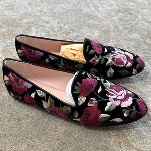 Kate Spade Swinton Velvet Embroidered Loafers Flats Size 9 EUC - Picture 1 of 11