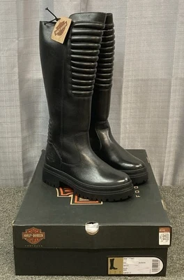 NUEVAS BOTAS NEGRAS GENUINAS HARLEY DAVIDSON D87216 TALLA 7 Kamton 13,5 pulgadas para mujer Foto 1 de 4