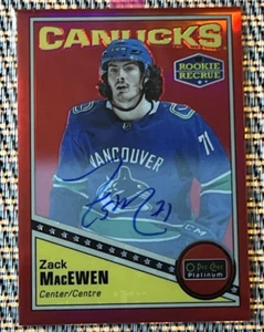 2019-20 O-Pee-Chee Platinum Retro Red Rainbow Autographs #R70 Zack MacEwen RC - Picture 1 of 2