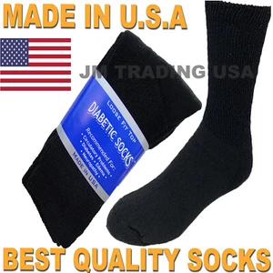 BEST QUALITY 18 pair of mens black Diabetic crew socks 13-15 KING SZ ( MADE USA - Picture 1 of 6