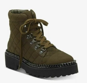 New Vince Camuto Women's Maissa Quilted Suede Lace-Up Boots Variety Sizes Green - Picture 1 of 7