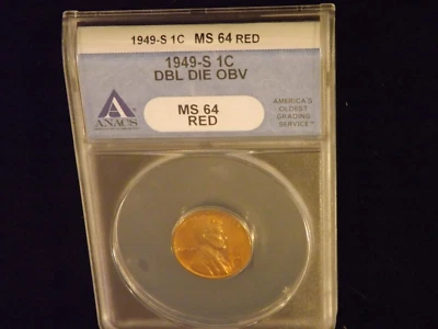 1949-S    1C       DDO               ANACS   MS 64 RD - Image 1 of 2