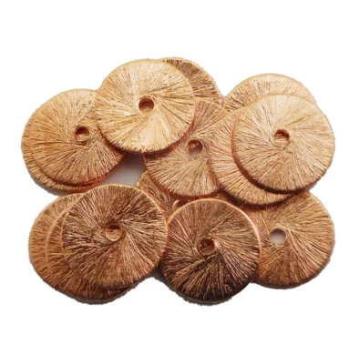 100 Pcs 10mm Brushed Flat DISC Genuine Copper  vy-1032 - Image 1 of 3