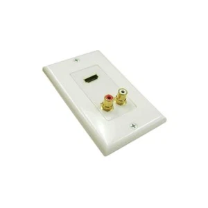 Placa de pared blanca estilo decora entrada audio HDMI de un solo puerto chapado en oro + 2 RCA - Imagen 1 de 1