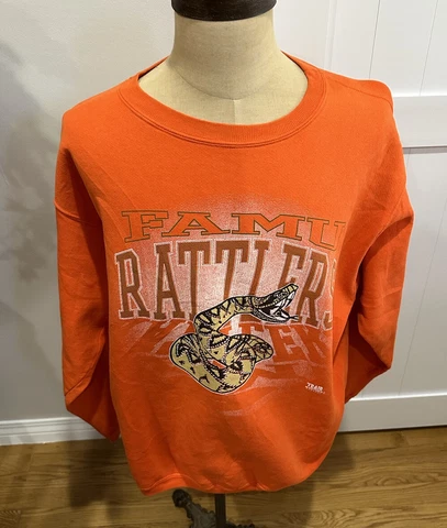 VintageFlorida A & M FAMU Rattlers Rattlesnake Sweatshirt Orange Mens L Cover