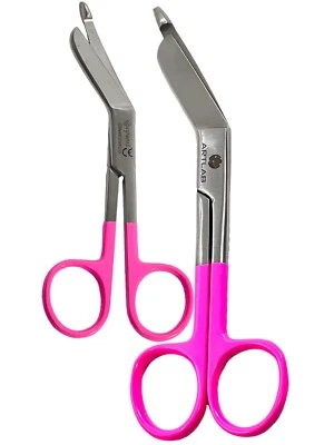 Juego de tijeras médicas EMT, tijeras de vendaje 2 colores rosa 4,5" y 5,5" acero inoxidable Foto 1 de 2