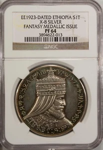 Ethiopia 1 Talari EE 1923 NGC PF 64 UNC X - 8  Silver - Picture 1 of 4