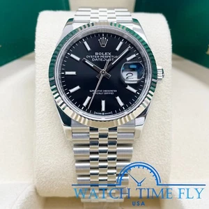 Rolex 126234 Stainless Steel Datejust 36mm Fluted Bezel Black Index Dial Jubilee - Picture 1 of 12
