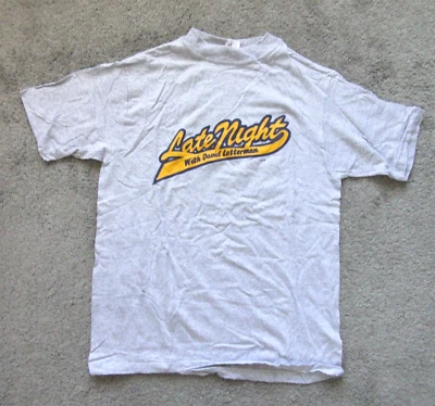 NEW VTG 1990s LATE NIGHT DAVID LETTERMAN GRAPHIC T-SHIRT  MEN LARGE GRAY MVP NY - Image 1 of 3
