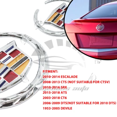 Front Grille & Rear Adhesive Trunk Lid Badge Emblem For Escalade SRX ATS CT6 CTS - Image 1 of 2