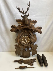 Vintage Large German Black Forest Hunter's Cuckoo Clock Germany- Untested - Picture 1 of 13