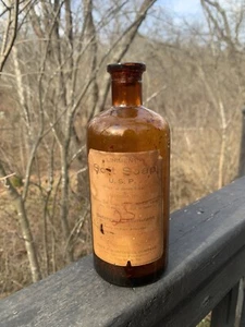 S.E. Massengill Soft Soap Antique 7.75” Pharmaceutical Amber Glass Bottle Cork - Picture 1 of 24