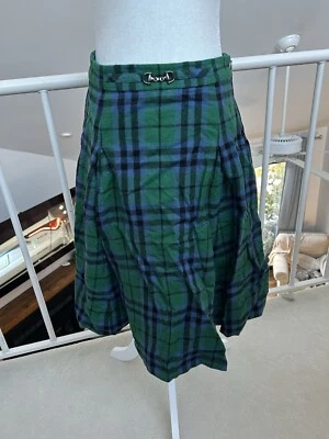 Falda de Lana a Cuadros Verde Keith Estilo Británico Talla 40 Inglaterra Horse Bit Cremallera Lateral Foto 1 de 4