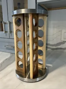 Wood Spice Rack Spinning Lazy Susan 20 Hole Rotating - Picture 1 of 11