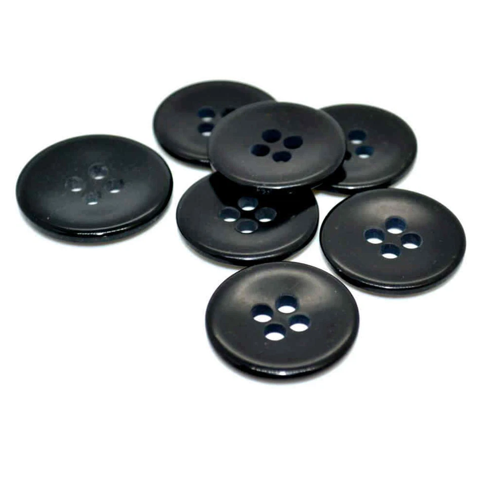BLACK 4 HOLE BUTTONS 25.5mm 28mm 34mm - Image 1 of 1