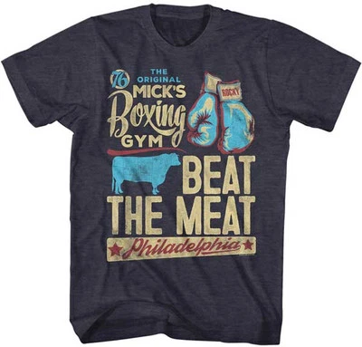 Новая лицензированная футболка Rocky Balboa Micks Beat The Meat темно-синяя вересковая SM - 5XL - Изображение 1 из 4