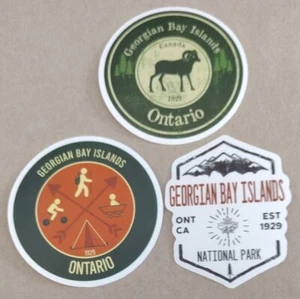 Colección de pegatinas en forma del Parque Nacional de las Islas de la Bahía de Georgia de Ontario - conjunto de 3 - Imagen 1 de 2