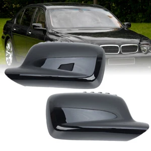 2x Black Door Mirror Cover Cap For BMW 7 Series E65 E66 E67 & 3 Series E46 Coupe - Picture 1 of 12