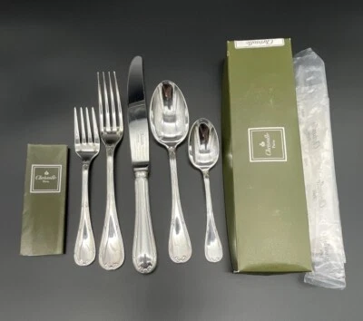 5Pc Christofle Rubans Silverplate Setting Forks Spoons Knife Original Box - Image 1 of 4