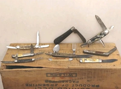Lot of 8 Vintage Folding Pocket Knives - Various Makes & Condition - Image 1 of 4