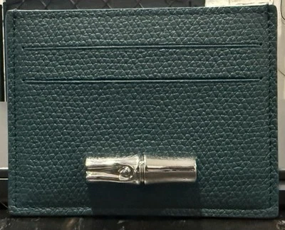 Portatarjetas Longchamp cuero verde azulado palanca nuevo Foto 1 de 2