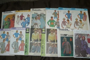 Lot of 12 Sewing Patterns Unisex Womens Mens Jackets Shirts Coordinating... - Picture 1 of 7