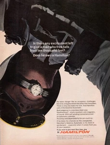 1967 Hamilton Dateline Automatik Uhr 60er Vintage PRINT AD Page Skydiving - Bild 1 von 2
