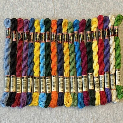 20 DMC Coton Perle Size 5 Thread 100% Cotton Assorted Colors No Repeats - Image 1 of 4