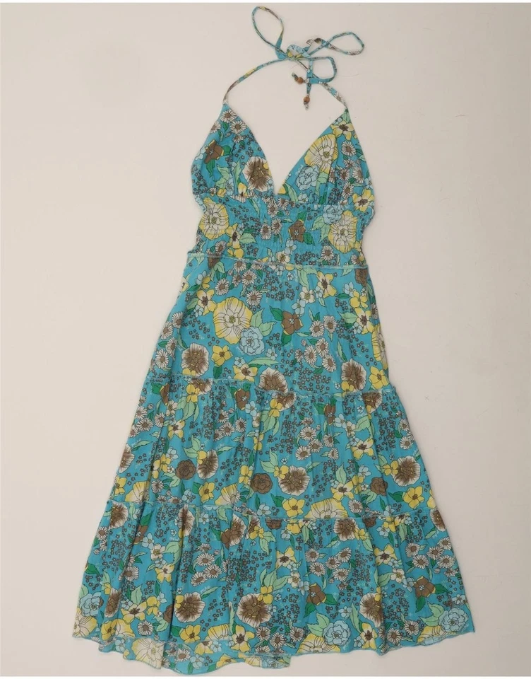 Vestido halter RIP CURL para mujer Reino Unido 10 pequeño azul floral algodón DK37 Foto 1 de 3