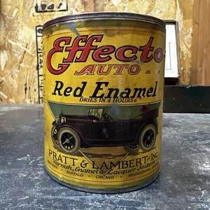 Vintage Effecto Auto Red Enamel Pratt & Lambert Inc Tin Can Automobile Gas & Oil - Picture 1 of 6