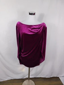 R&M Richards Top Womens XL Fuchsia Velvet Draped Cowl Back Dolman Blouse 9250 - Picture 1 of 12