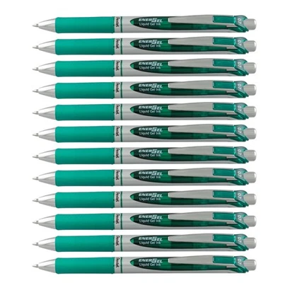 Pentel EnerGel Deluxe RTX Retractable Gel Pen, Medium, Metal Tip, Green, 12-Pack - Image 1 of 2