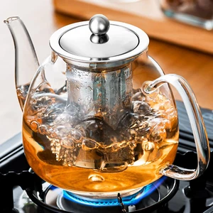 Glass Teapot Stovetop 34 OZ, Borosilicate Clear Tea Kettle with Removable 18/... - Picture 1 of 2