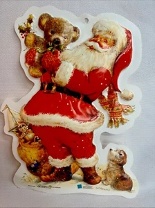 Giordano Plastic Vacuum Form Christmas Santa Wall hanger Vtg 80's cottagecore - Picture 1 of 11