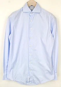 SUITSUPPLY Men Shirt 38/15 Extra Slim Blue Pure Cotton Cutaway Collared - Imagen 1 de 10