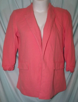 Chaqueta Blazer Nine West Cuello Manga Larga Gasa Frente Abierto Coral Naranja Talla L Foto 1 de 4