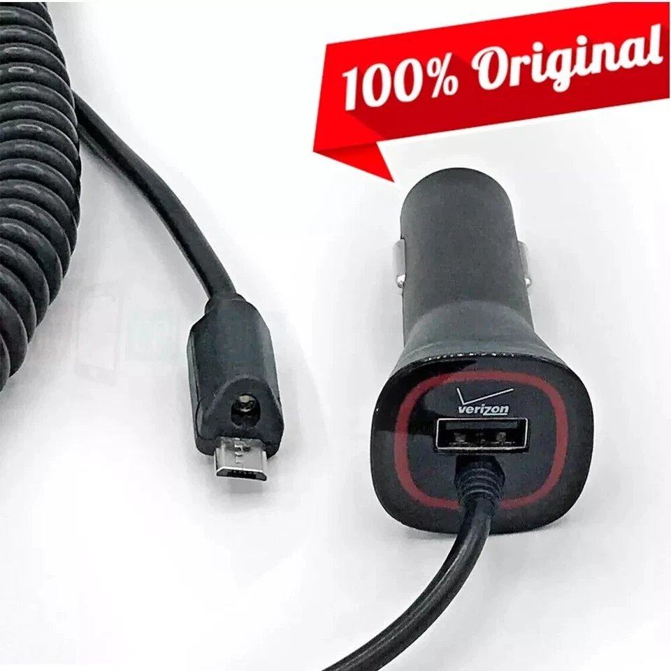Original Verizon Micro-USB Car Charger with Extra USB LED Light for Motorola - Image 1 of 4