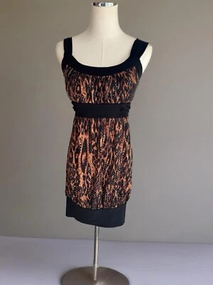 Vintage La Belle Tank Dress Med Animal Print Sequin Stretch Y2K Jersey Shore - Image 1 of 4