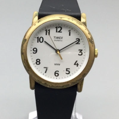 Vintage Timex Watch Women Indiglo 33mm Gold Tone Black Band New Battery - image 1 of 4