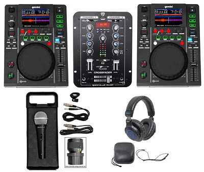 2) Gemini MDJ-600 USB/CD Media Players DJ MIDI Controllers+Mixer+Mic+Headphones - Image 1 of 4