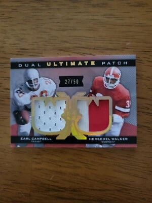 2013 Upper Deck UD UJ2-CW Earl Campbell/Herschel Walker Dual Patch 27/50 A1 - Image 1 of 2