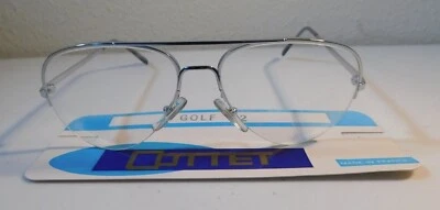 复古 COTTET 高尔夫飞行员半无框银色 52 眼镜框 NOS #L4 — 第 1/4 张图片