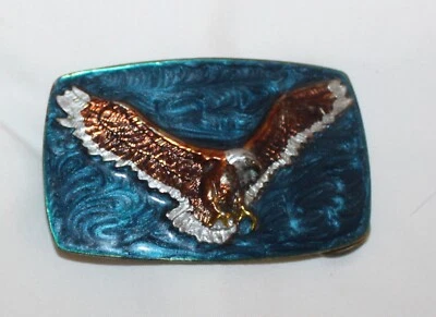 Great American Buckle Co 1978 esmalte peltre Flying Eagle hebilla de cinturón H504 Foto 1 de 4