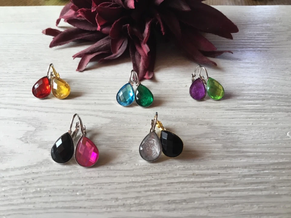 Ohrbrisuren silber mit Tropfencabochon 10 verschiedene Varianten - Bild 1 von 1