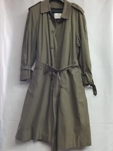 VTG BILL BLASS TRENCH COAT Removable Liner Mens Size 52 Reg Olive Green Belted  - Picture 1 of 7